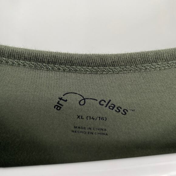 Art Class Green Stretch Skater Cross Front Knee Sheath Dress Girl's XL 14/16 - Picture 3 of 8